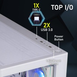 BitFenix skříň CETO Cube / 4x 120mm ARGB fan / 2x USB 3.0 / USB-C / tvrzené sklo / bílá