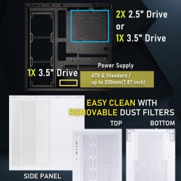 BitFenix skříň CETO Cube / 4x 120mm ARGB fan / 2x USB 3.0 / USB-C / tvrzené sklo / bílá