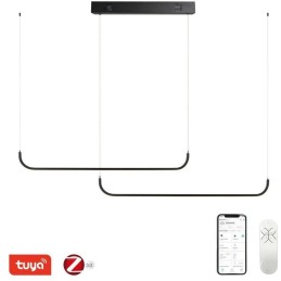IMMAX NEO PATTINI Smart závěsné svítidlo dvojité 160-280cm, 53W, 3640lm černé Zigbee 3.0, TUYA