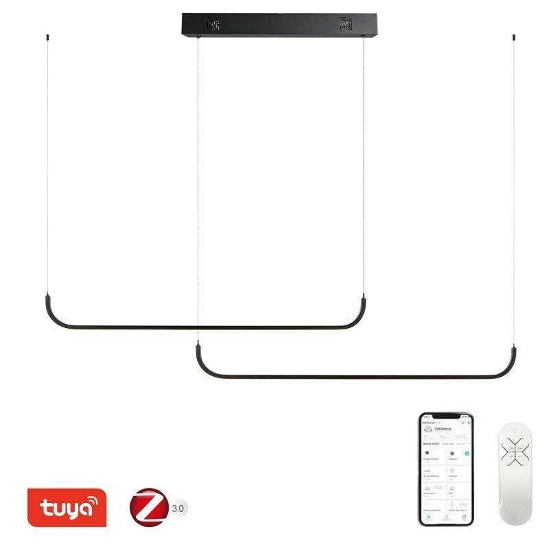 IMMAX NEO PATTINI Smart závěsné svítidlo dvojité 160-280cm, 53W, 3640lm černé Zigbee 3.0, TUYA
