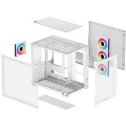 DEEPCOOL skříň CG530 4F ATX / 4x120mm ARGB fans / USB 3.0 / USB-C/ panoramatická / bílá