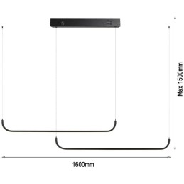 IMMAX NEO PATTINI Smart závěsné svítidlo dvojité 160-280cm, 53W, 3640lm černé Zigbee 3.0, TUYA
