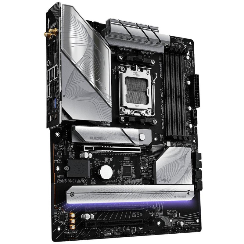 ASRock B850 LiveMixer WiFi / AMD B850 / AM5 / 4x DDR5 DIMM / 3x M.2 / HDMI / DP / USB-C / WiFi / ATX