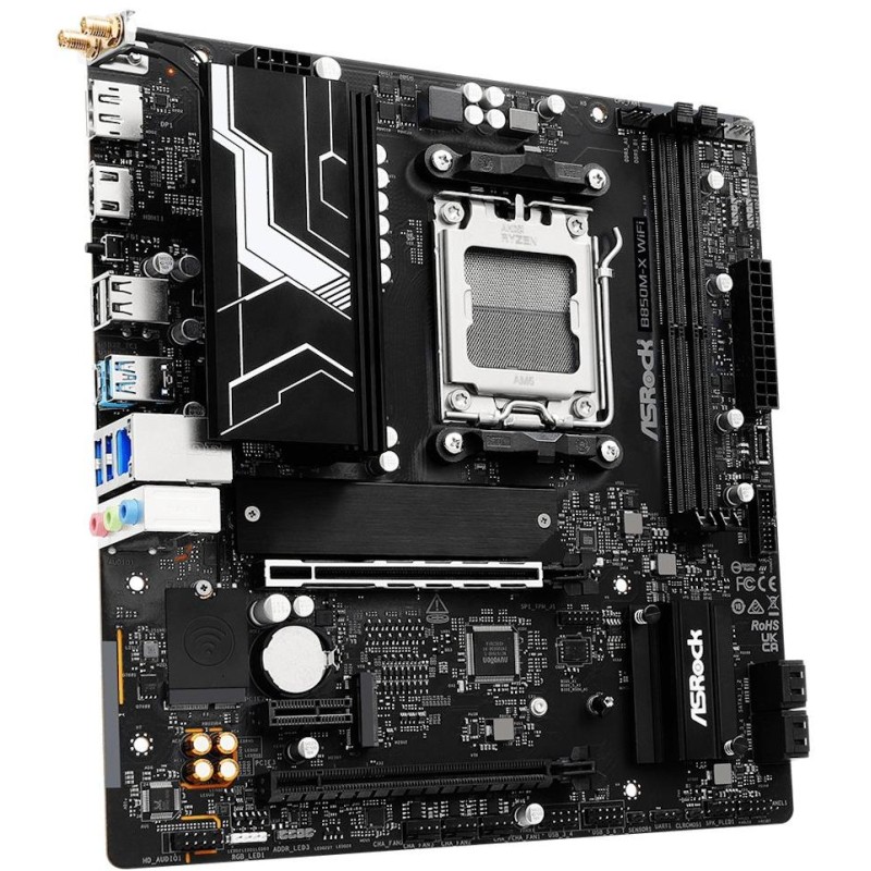ASRock B850M-X WiFi / AMD B850 / AM5 / 2x DDR5 DIMM / 2x M.2 / HDMI / DP / USB-C / WiFi / mATX
