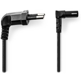 NEDIS napájecí kabel pro adaptéry/ Euro zástrčka - konektor IEC-320-C1/ úhlový-úhlový/ dvoulinka/ černý/ bulk/ 2m