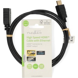 NEDIS prodlužovací High Speed HDMI 1.4 kabel s ethernetem/ 4K@60Hz/ zlacené konektory HDMI-HDMI/ černý/ bulk/ 1m