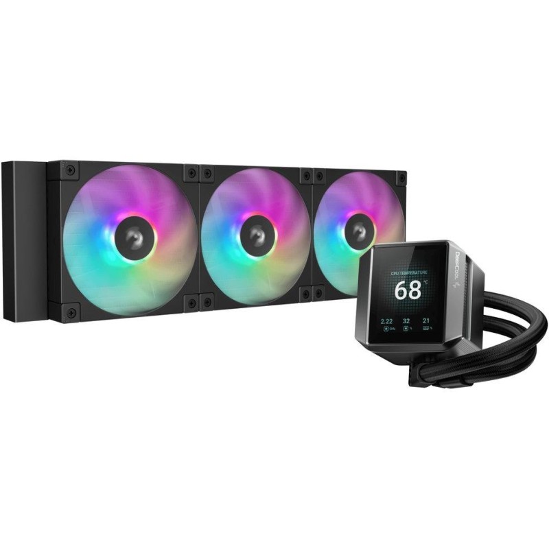 DEEPCOOL vodní chladič MYSTIQUE 360 ARGB / 3x120mm ARGB fan / dig. displej / Intel i AMD / černý
