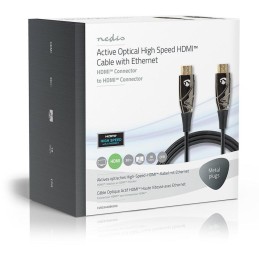 NEDIS aktivní optický High Speed HDMI 2.0 kabel s ethernetem/ 4K@60Hz/ zlacené konektory HDMI-HDMI/ černý/ BOX/ 30m