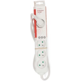 NEDIS napájecí prodlužovací zásuvka/ úhlová/ 6x zásuvka/ bílá/ 1,5m