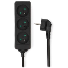 NEDIS napájecí prodlužovací zásuvka/ úhlová/ 3x zásuvka/ černá/ 1,5m