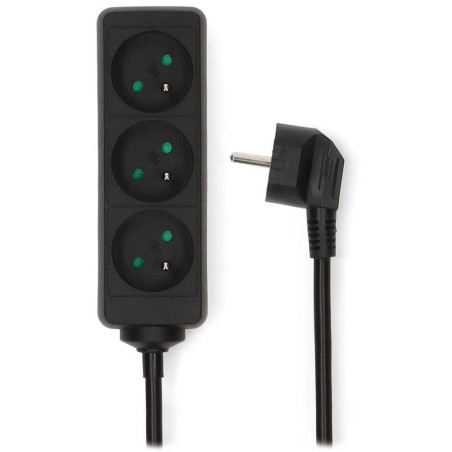 NEDIS napájecí prodlužovací zásuvka/ úhlová/ 3x zásuvka/ černá/ 1,5m