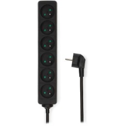 NEDIS napájecí prodlužovací zásuvka/ úhlová/ 6x zásuvka/ černá/ 1,5m