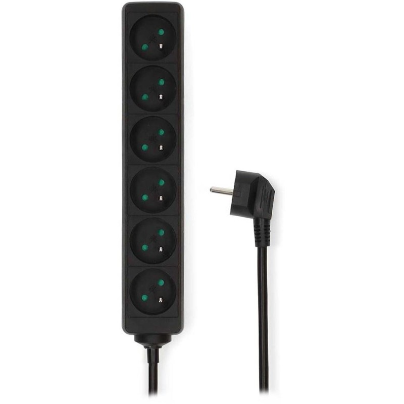 NEDIS napájecí prodlužovací zásuvka/ úhlová/ 6x zásuvka/ černá/ 1,5m