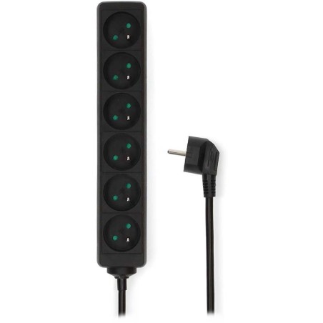 NEDIS napájecí prodlužovací zásuvka/ úhlová/ 6x zásuvka/ černá/ 1,5m