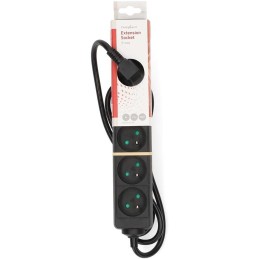 NEDIS napájecí prodlužovací zásuvka/ úhlová/ 6x zásuvka/ černá/ 1,5m