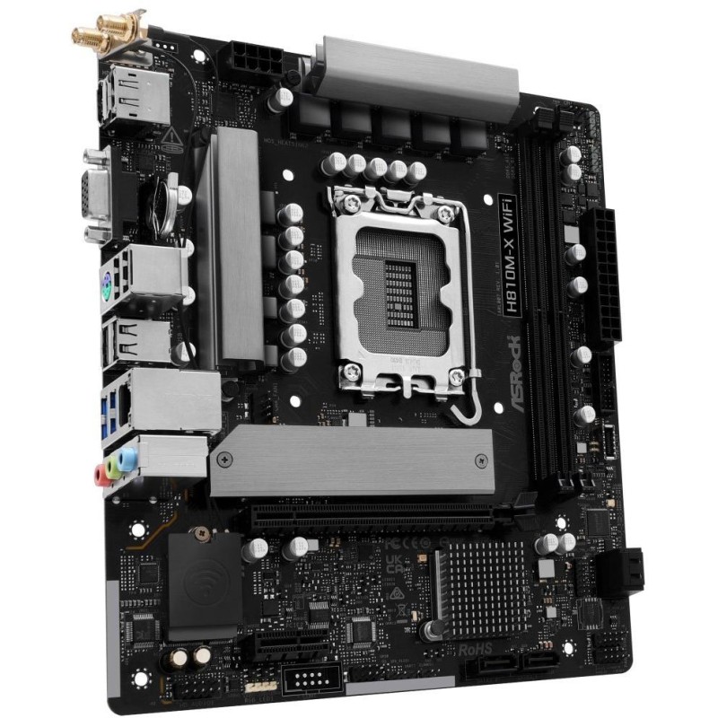 ASRock H810M-X WIFI / Intel H810 / LGA1851 / 2x DDR5 / M.2 / VGA / HDMI / DP / WiFi / mATX