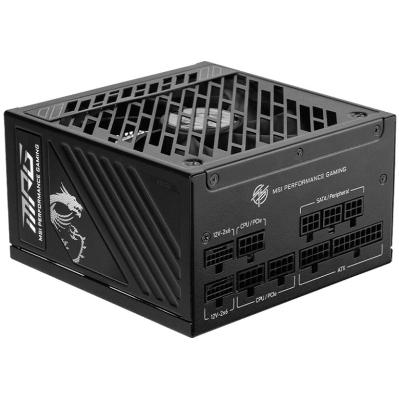MSI zdroj MPG A850GS PCIE5/ 850W/ ATX3.1/ akt. PFC/ 10 let celk. záruka/ 135mm fan/ modulární kabeláž/ 80PLUS Gold