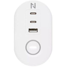 Neomounts DS22-840WH6  VOLT Desk Clamp socket with Quick-charge USB Ports, 3x type-F 230V, 1x USB-A 18W, 2x USB-C 20W