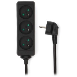 NEDIS napájecí prodlužovací zásuvka/ úhlová/ 3x zásuvka/ černá/ 3m