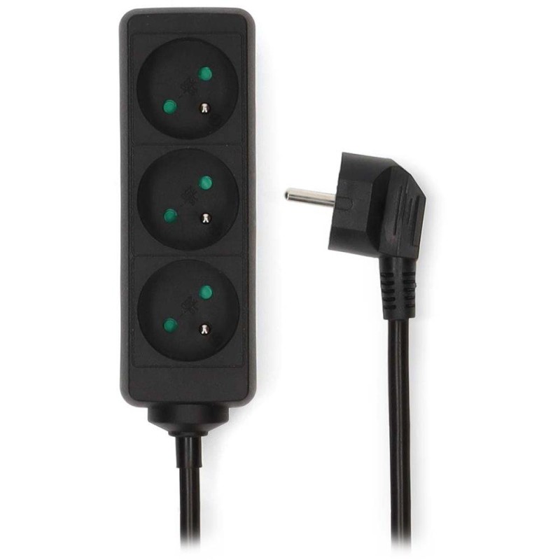 NEDIS napájecí prodlužovací zásuvka/ úhlová/ 3x zásuvka/ černá/ 3m