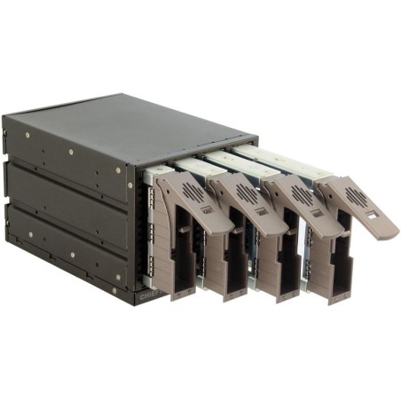 CHIEFTEC interní box do 5,25" pro 4x SAS/SATA HDD, černý, Hot-Swap, ALU