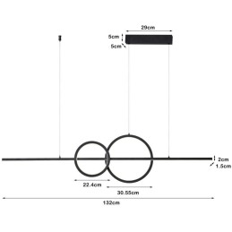IMMAX NEO LITE RONDAS SMART závěsné svítidlo černé 131cm 56W s podporou BEACON, Wi-Fi, TUYA