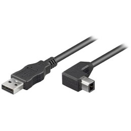 PremiumCord Kabel USB 2.0/ A-B se zahnutým USB-B konektorem 90°/ 2m/ černý