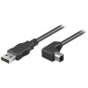 PremiumCord Kabel USB 2.0/ A-B se zahnutým USB-B konektorem 90°/ 2m/ černý