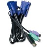 Planet KVM-KC1-3m KB/Video/Mouse cable with USB for KVM 210 series, integrated USB-PS/2 converter