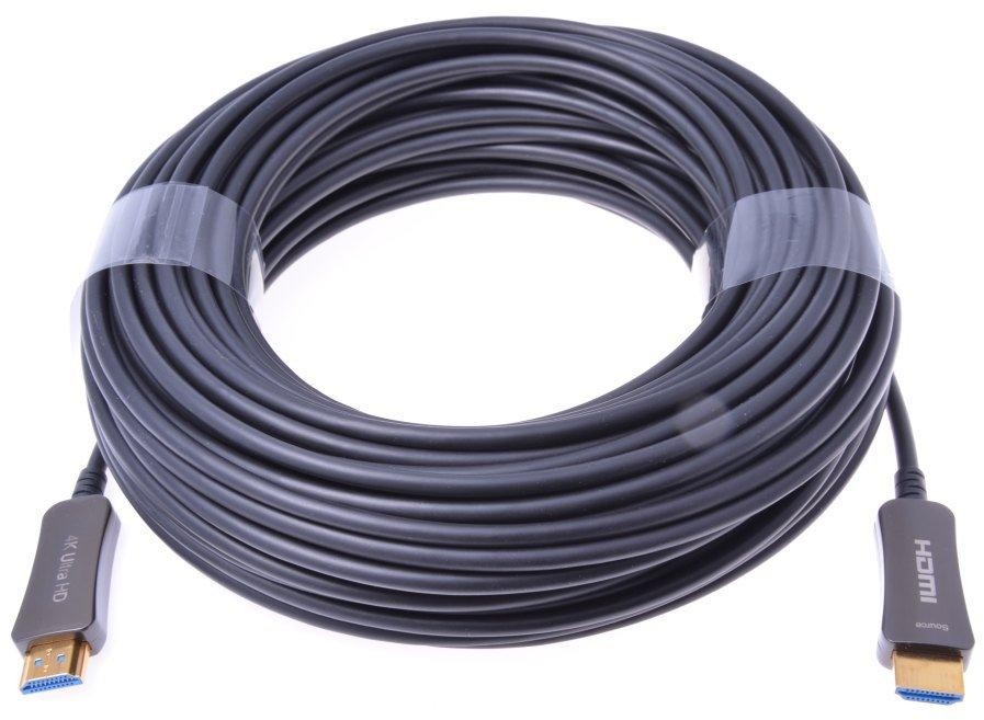 PremiumCord HDMI optický fiber High Speed + Ethernet kábel / 4K @ 60Hz / M / M / pozlátené konektory / 50m / čierna