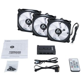CHIEFTEC sada ventilátorů Tornado / 3x 120mm fan / RGB LED / RGB ovladač / Dálkové ovládání / ultratichý 16 dBa