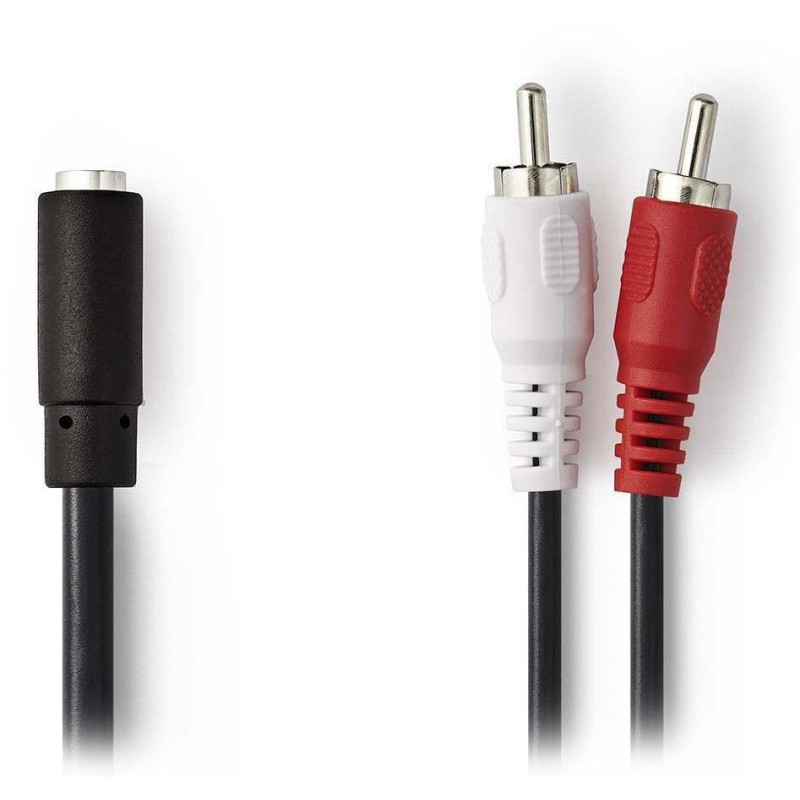 NEDIS stereofonní audio kabel/ 2x RCA zástrčka - 3,5mm zásuvka/ černý/ box/ 20cm
