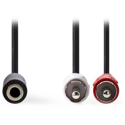 NEDIS stereofonní audio kabel/ 2x RCA zástrčka - 3,5mm zásuvka/ černý/ box/ 20cm