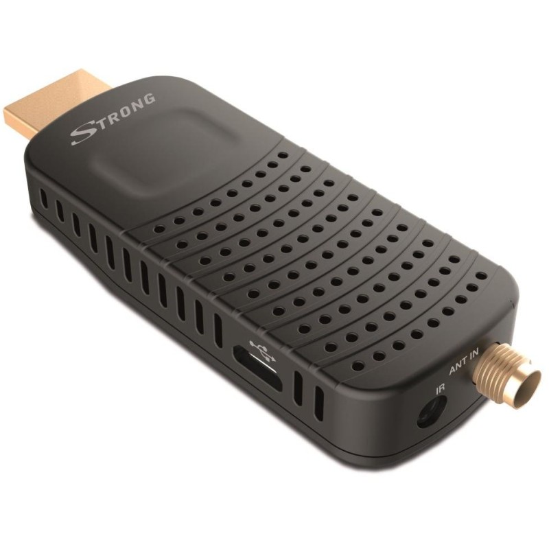 STRONG DVB-T/T2 tuner HDMI stick SRT 82/ Full HD/ H.265/HEVC/ externí anténa/ EPG/ PVR/ HDMI/ USB/ micro USB/ IR/ černý