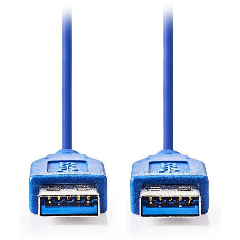 NEDIS kabel USB 3.0/ zástrčka USB-A - zástrčka USB-A/ modrý/ 2m