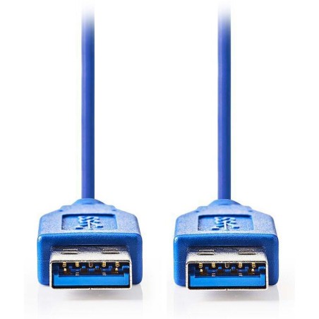 NEDIS kabel USB 3.0/ zástrčka USB-A - zástrčka USB-A/ modrý/ 2m
