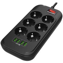 COLORWAY Prodlužovací napájecí přívod/ 6x Schuko/ 4x USB 5V / kabel 2m