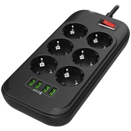 COLORWAY Prodlužovací napájecí přívod/ 6x Schuko/ 4x USB 5V / kabel 2m