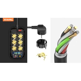 COLORWAY Prodlužovací napájecí přívod/ 6x Schuko/ 4x USB 5V / kabel 2m