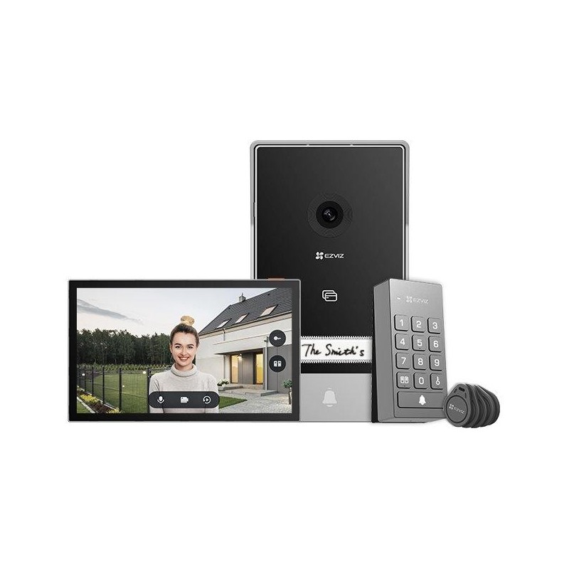 EZVIZ chytrý domácí interkom TP7/ Wi-Fi/ 2K/ 7" dotykový monitor/ videotelefon/ bezdrátový zvonek/ IP65/ černo-stříbrný
