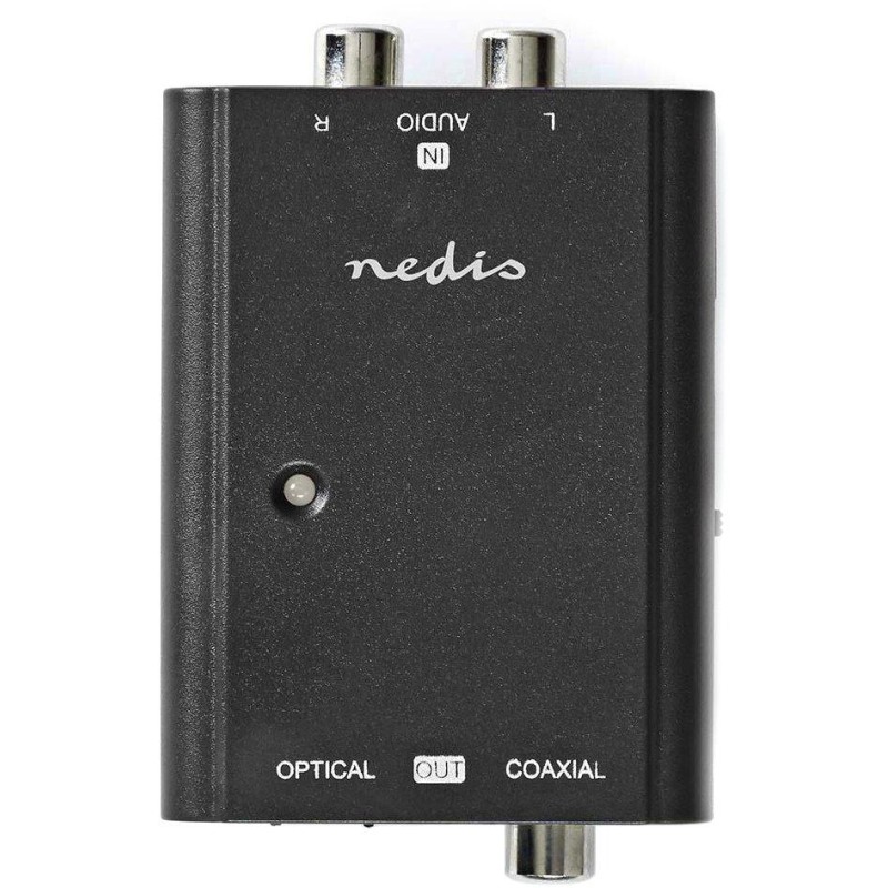 NEDIS převodník stereofonního zvuku na digitální/ 1cestný/ 2x zásuvka RCA (Stereo)/ zásuvka RCA + zásuvka Toslink/ černý