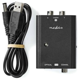 NEDIS převodník stereofonního zvuku na digitální/ 1cestný/ 2x zásuvka RCA (Stereo)/ zásuvka RCA + zásuvka Toslink/ černý