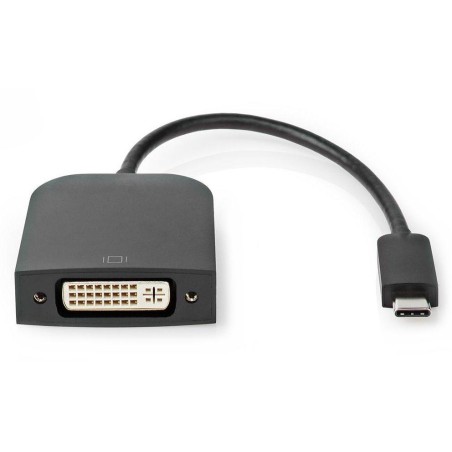 NEDIS kabelový adaptér USB 3.2 Gen 1/ USB-C zástrčka - DVI-D 24+1 zásuvka/ kulatý/ černý/ 20cm