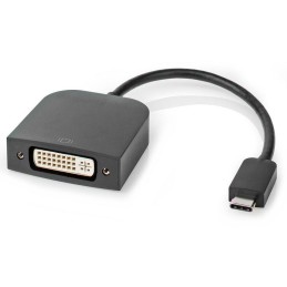 NEDIS kabelový adaptér USB 3.2 Gen 1/ USB-C zástrčka - DVI-D 24+1 zásuvka/ kulatý/ černý/ 20cm