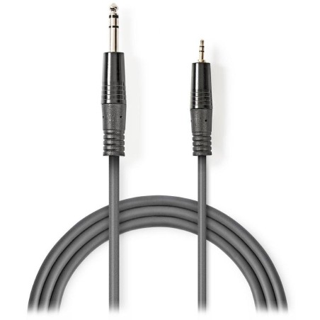 NEDIS stereo audio kabel/ 6,35 mm zástrčka - 3,5 mm zástrčka/ šedý/ 1,5m