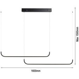 IMMAX NEO LITE PATTINI SMART závěsné svítidlo dvojité černé 56W s podporou BEACON, Wi-Fi, TUYA