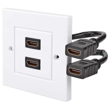 NEDIS nástěnný Box HDMI/ 2x HDMI zásuvka/ 4K@60Hz/ 18 Gbps/ pozlacené/ černo-bílý