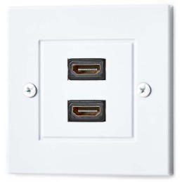 NEDIS nástěnný Box HDMI/ 2x HDMI zásuvka/ 4K@60Hz/ 18 Gbps/ pozlacené/ černo-bílý