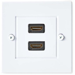 NEDIS nástěnný Box HDMI/ 2x HDMI zásuvka/ 4K@60Hz/ 18 Gbps/ pozlacené/ černo-bílý