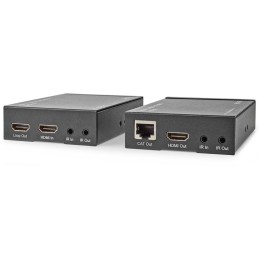 NEDIS HDMI extender/ přes Cat6/ do 60 m/ 4K@60Hz/ 18 Gbps/ HDMI/ LAN/ RS-232/ kov/ antracit